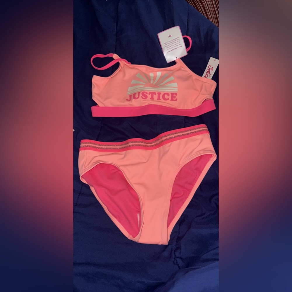 Justice Pink and Orange Bikini Set